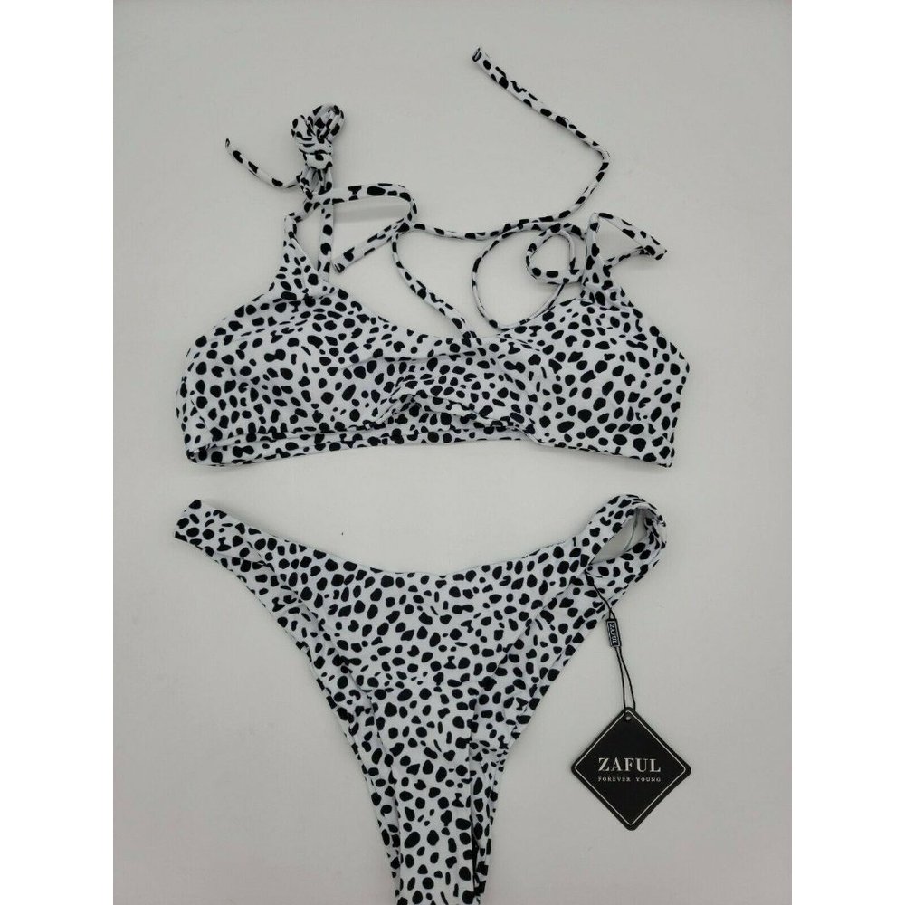 ZAFUL Women's Tie Shoulders Printed Bikini Set S 6